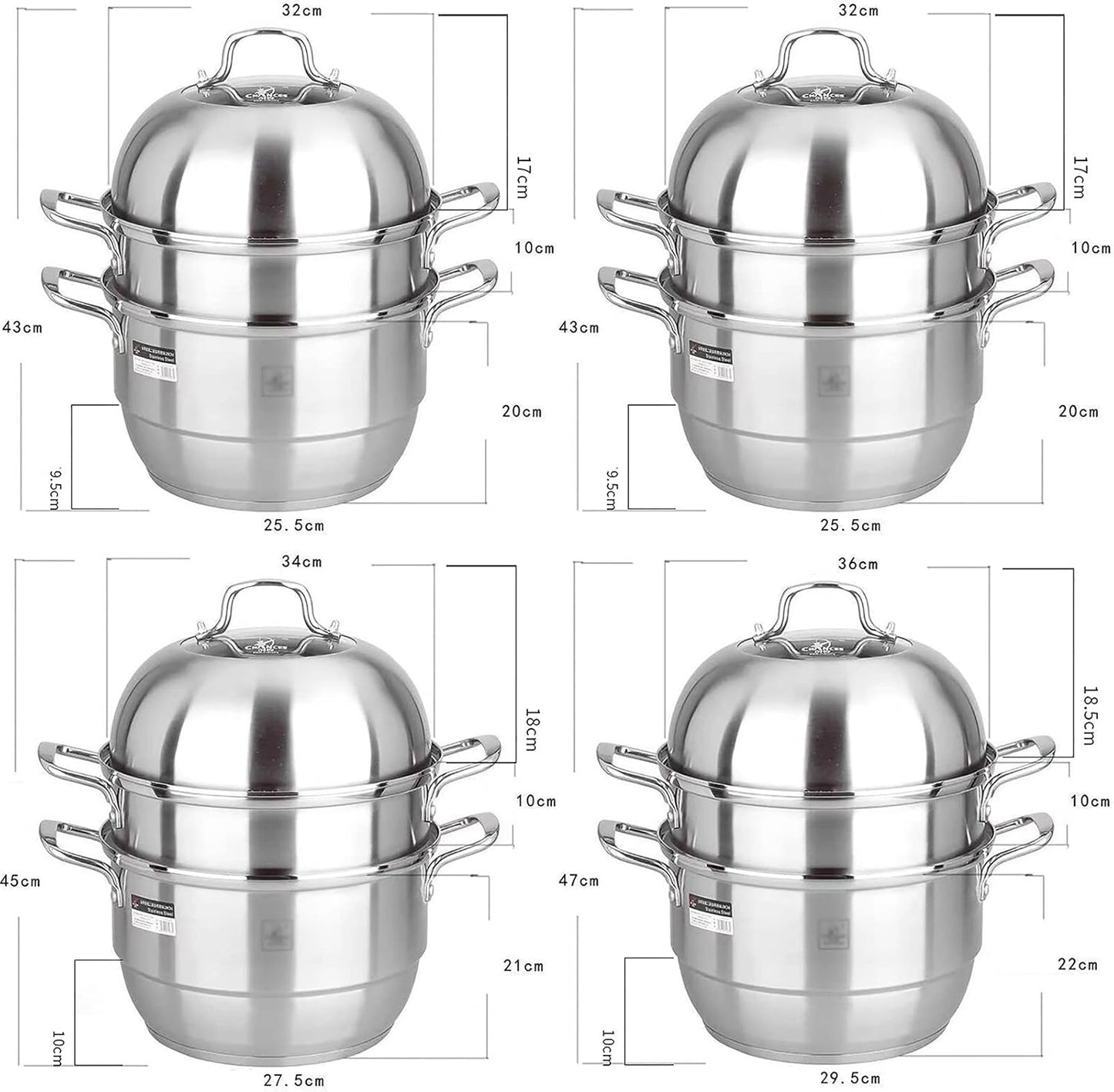 36cm Steamer Cookware Soup Pot Food Grade 304 Stainless Steel 3-Layer Composite Pot Bottom Ideal for Steamed Buns and Stewed Chicken Soup