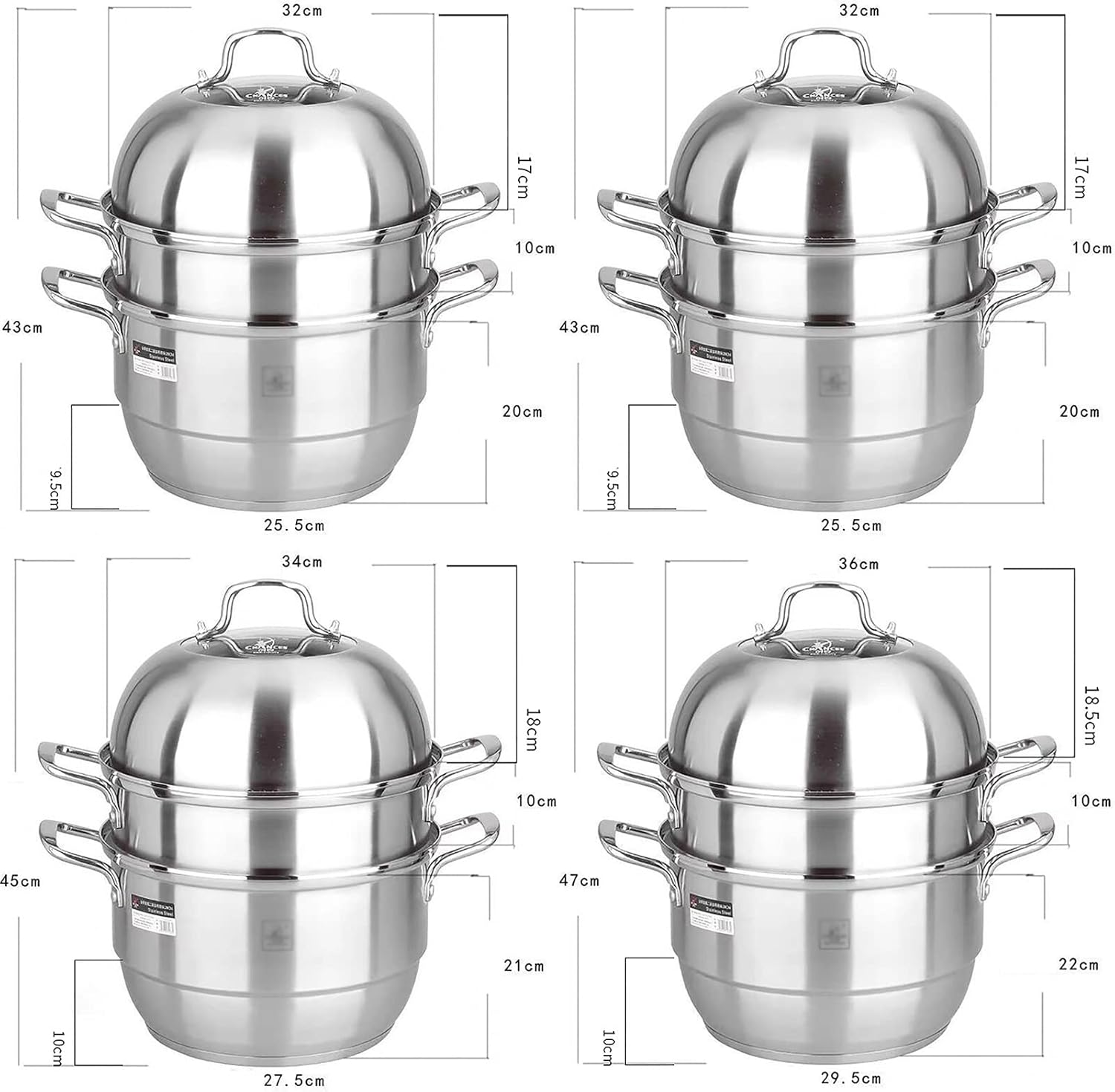 36cm Steamer Cookware Soup Pot Food Grade 304 Stainless Steel 3-Layer Composite Pot Bottom Ideal for Steamed Buns and Stewed Chicken Soup