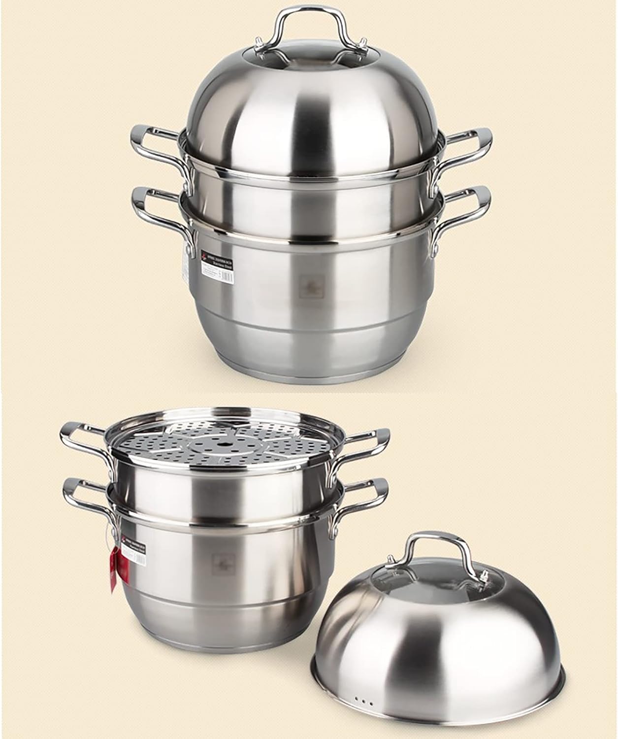 36cm Steamer Cookware Soup Pot Food Grade 304 Stainless Steel 3-Layer Composite Pot Bottom Ideal for Steamed Buns and Stewed Chicken Soup