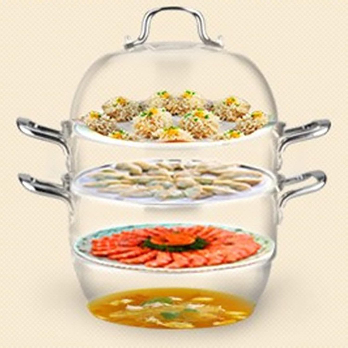 36cm Steamer Cookware Soup Pot Food Grade 304 Stainless Steel 3-Layer Composite Pot Bottom Ideal for Steamed Buns and Stewed Chicken Soup