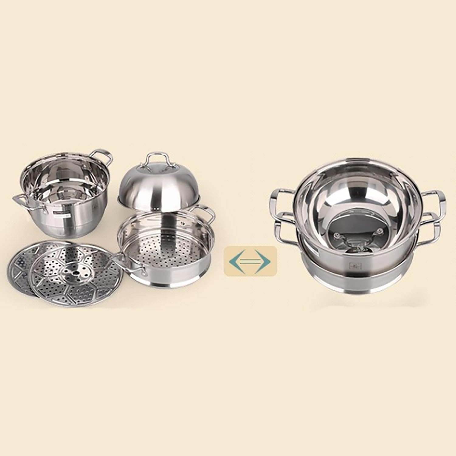 36cm Steamer Cookware Soup Pot Food Grade 304 Stainless Steel 3-Layer Composite Pot Bottom Ideal for Steamed Buns and Stewed Chicken Soup