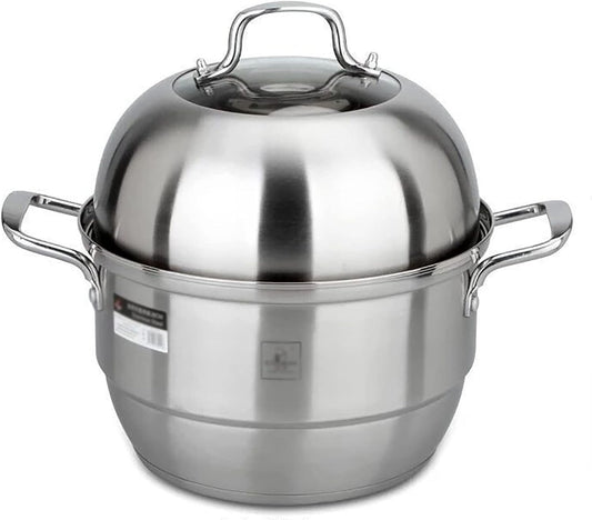36cm YJYLYHY Steamer Cookware with Food Grade 304 Stainless Steel and 3-Layer Composite Pot Bottom for Steamed Buns and Stewed Chicken Soup