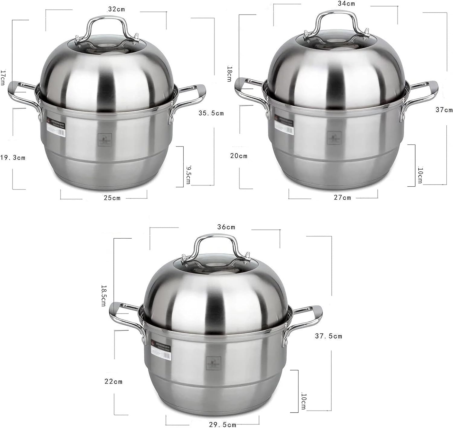 36cm YJYLYHY Steamer Cookware with Food Grade 304 Stainless Steel and 3-Layer Composite Pot Bottom for Steamed Buns and Stewed Chicken Soup