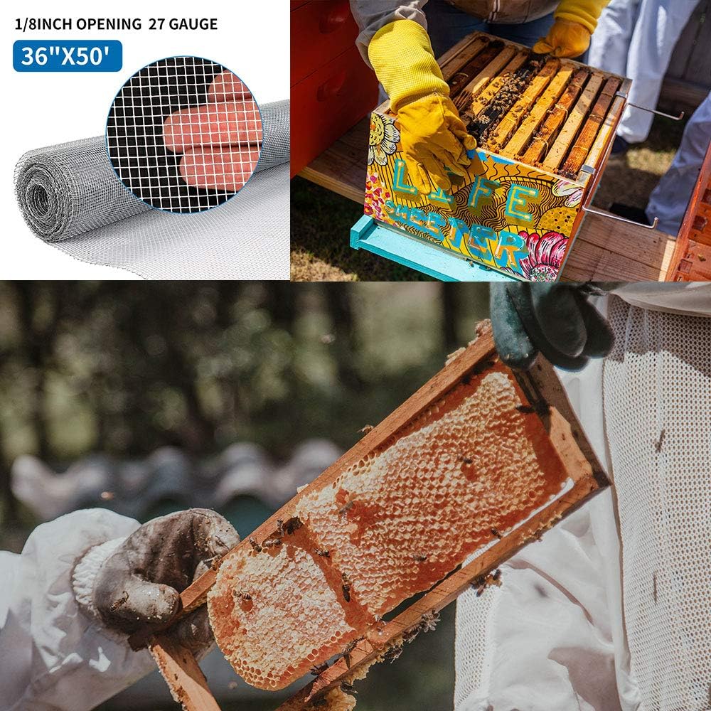 36in x 50ft 1/8 inch Hardware Cloth Galvanized Steel Mesh Roll Fence - Garden Plant Supports & Poultry Netting JW010