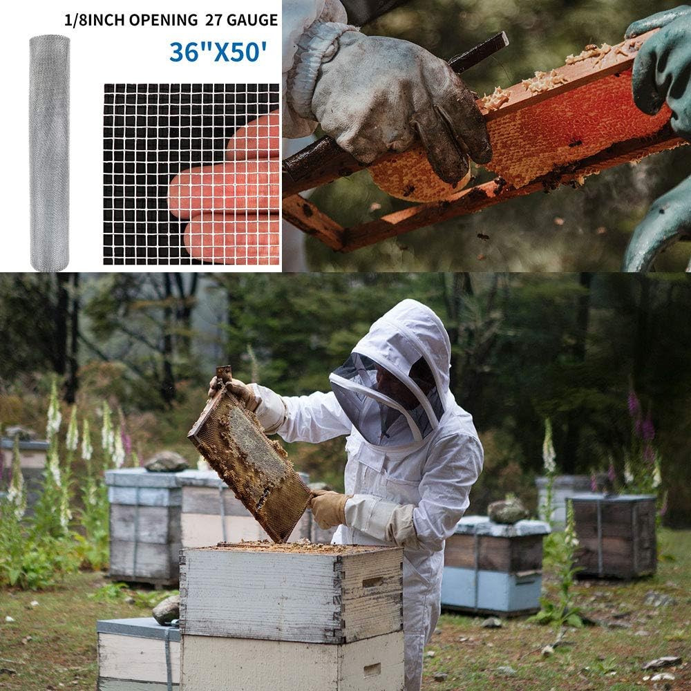 36in x 50ft 1/8 inch Hardware Cloth Galvanized Steel Mesh Roll Fence - Garden Plant Supports & Poultry Netting JW010