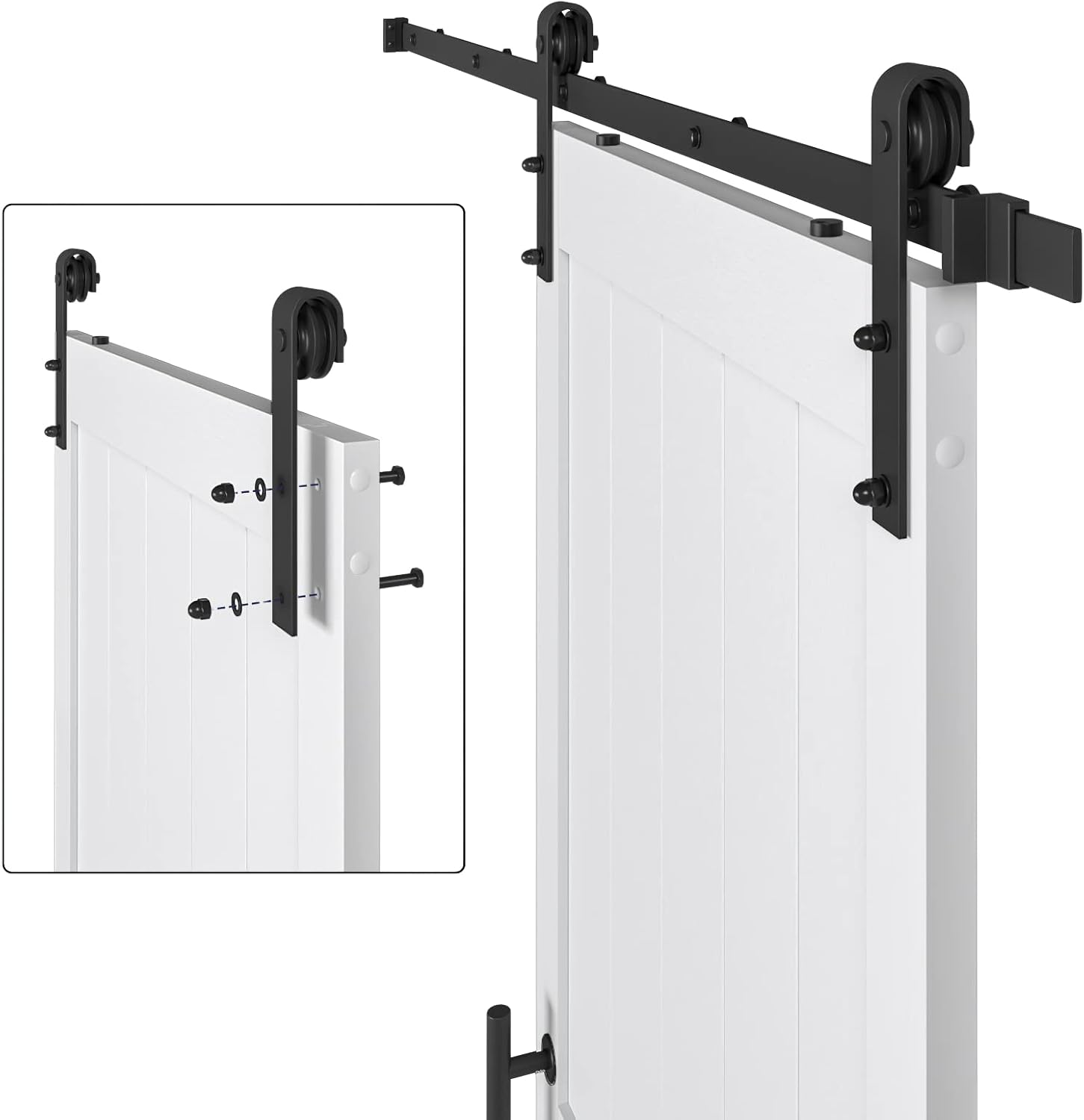 36in x 84in White Sliding Barn Door Kit with Hardware & Handle - Easy Assembly, Water-Proof PVC Surface - WildKart