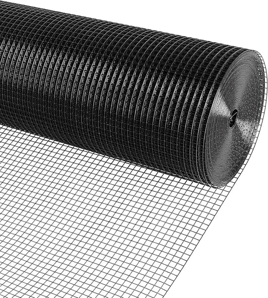 36”x50’ 19 Gauge Black PVC Vinyl Coated Welded Wire Mesh Hardware Cloth, 1/2 in Opening - Ideal for Fencing, Chicken Coops, and Cage Wire Netting - WildKart