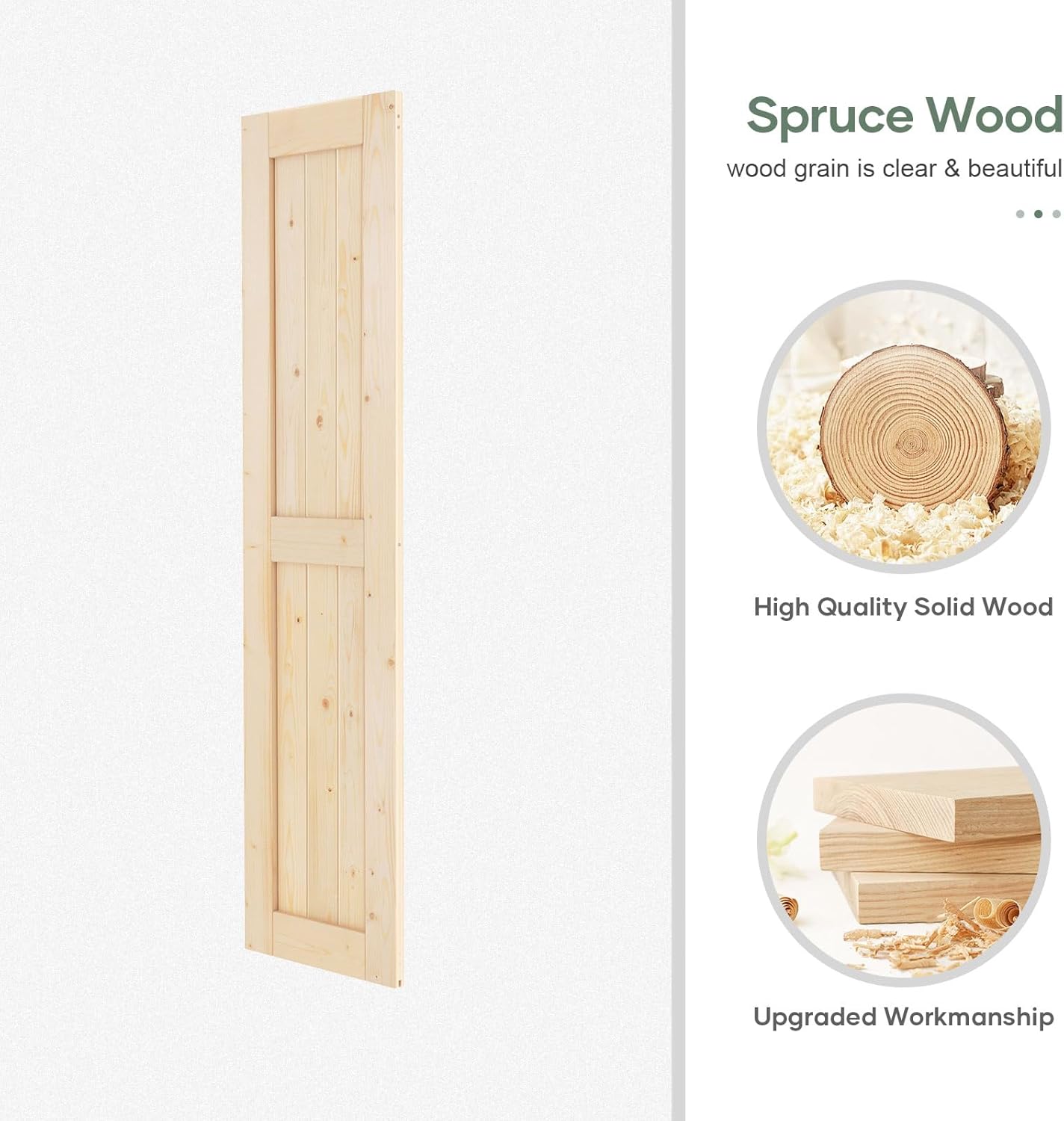 36x84 inch Double Sliding Barn Wood Door Slab with 6.6ft Hardware Kit - Easy DIY Assembly