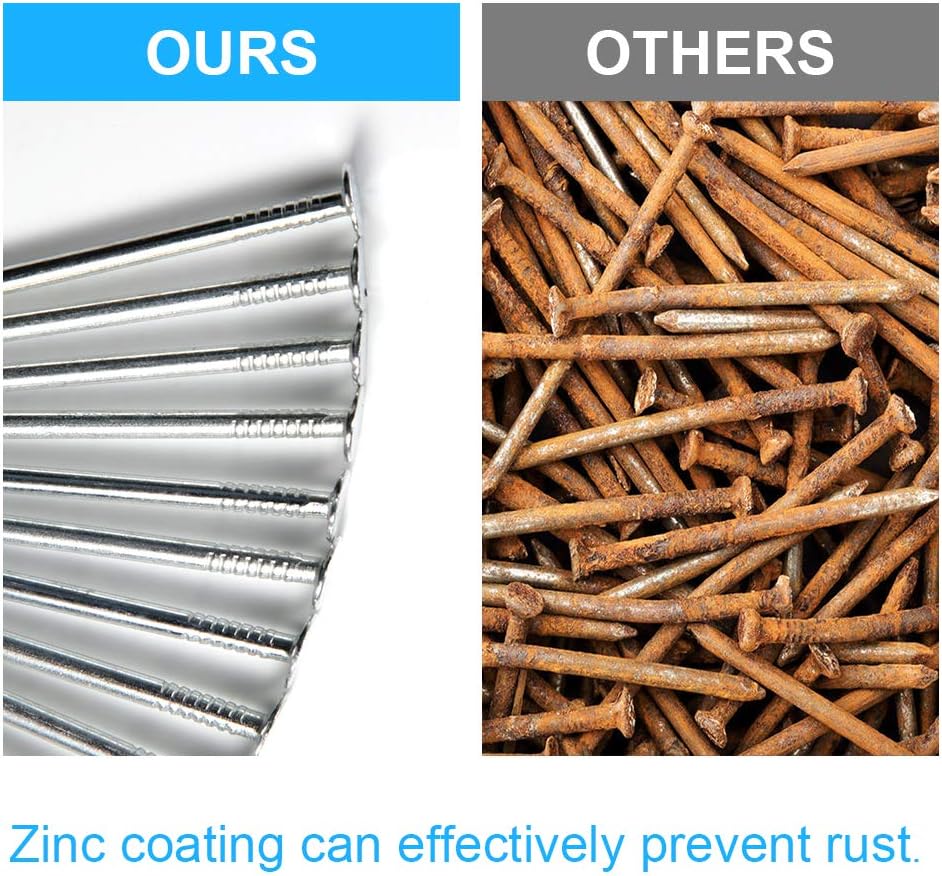 376pcs Galvanized Hardware Nails Assortment Kit with Storage Box - 2" Picture Hanging, Wood, Wall Nails - Premium Quality, 6 Sizes - WildKart