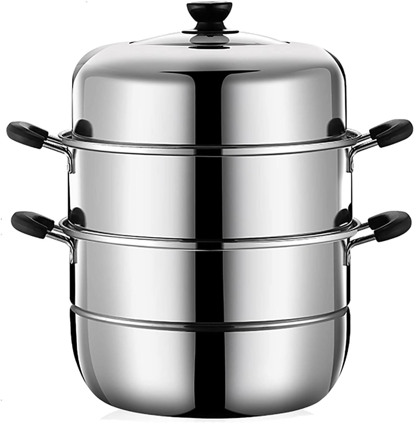 38cm Large Steamer Cookware/Soup Pot in Super Thick 430 Stainless Steel - Ideal for Steamed Fish, Buns, and Chicken Soup