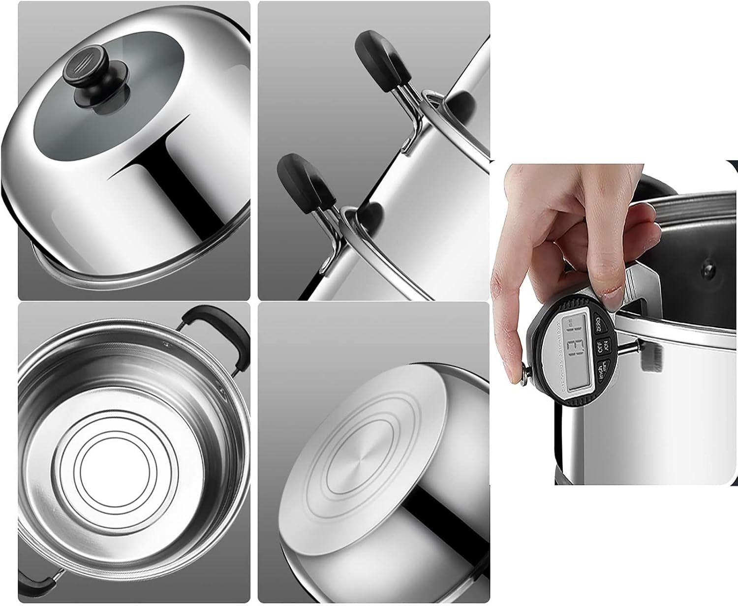 38cm Large Steamer Cookware/Soup Pot in Super Thick 430 Stainless Steel - Ideal for Steamed Fish, Buns, and Chicken Soup