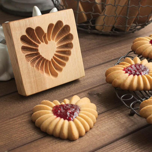 3D Wooden Cookie Biscuit Mold for Halloween, Thanksgiving, and Christmas DIY Baking - Love B Design, 10x10x2 Inches