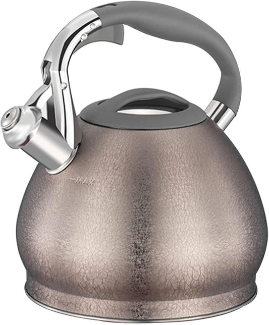 3L 304 Stainless Steel Whistling Tea Kettle with Heat-Proof Ergonomic Handle - Suitable for All Heat Sources