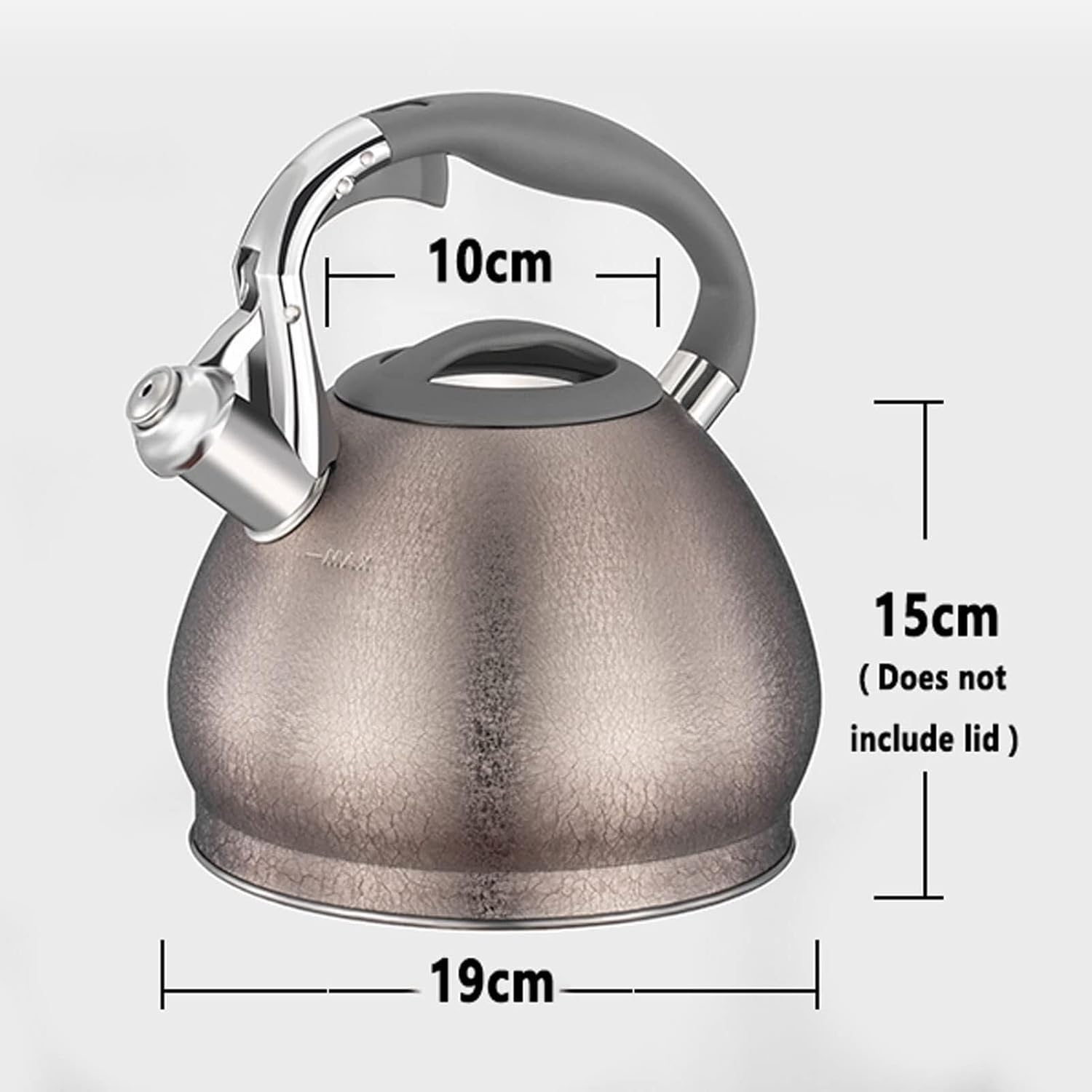 3L 304 Stainless Steel Whistling Tea Kettle with Heat-Proof Ergonomic Handle - Suitable for All Heat Sources