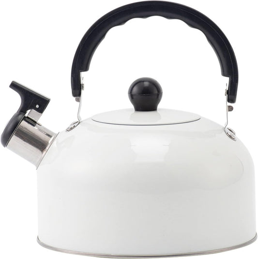 3L Stainless Steel Whistling Kettle for Kitchen, Tea & Coffee Brewing - White Kitchenware for Gas Stove & Home Cooking