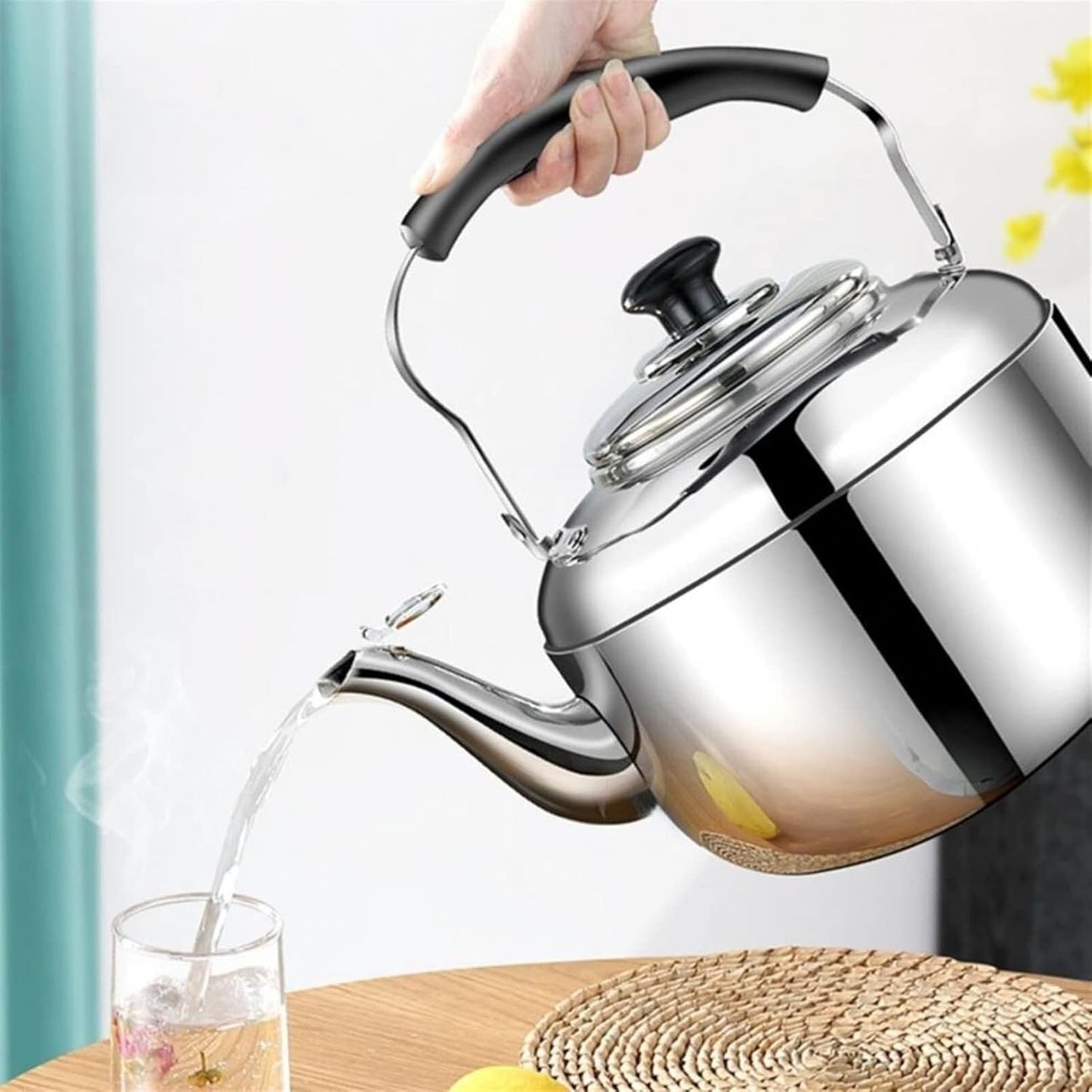 3L Stainless Steel Whistling Tea Kettle - Quick Heating Stovetop Pot for Water, Coffee, and Tea
