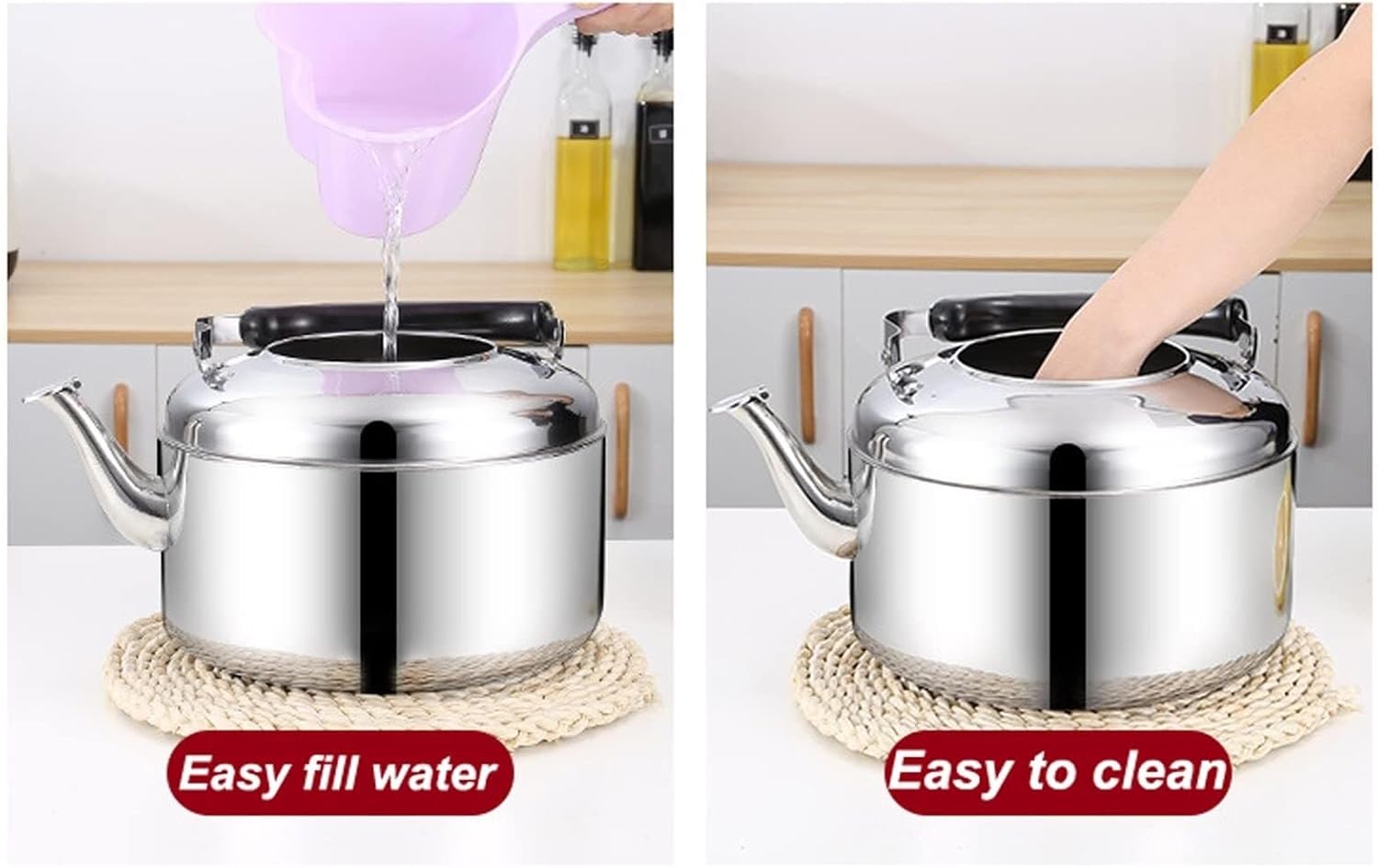3L Stainless Steel Whistling Tea Kettle - Quick Heating Stovetop Pot for Water, Coffee, and Tea