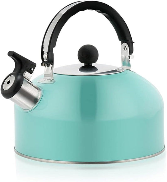 3L Stainless Steel Whistling Tea Kettle for Camping Trips - Lightweight & Durable - Sky Blue