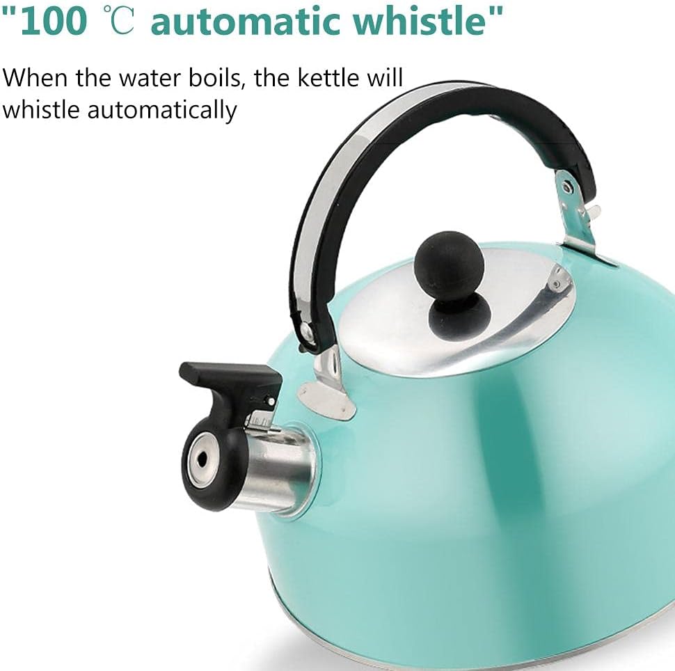 3L Stainless Steel Whistling Tea Kettle for Camping Trips - Lightweight & Durable - Sky Blue
