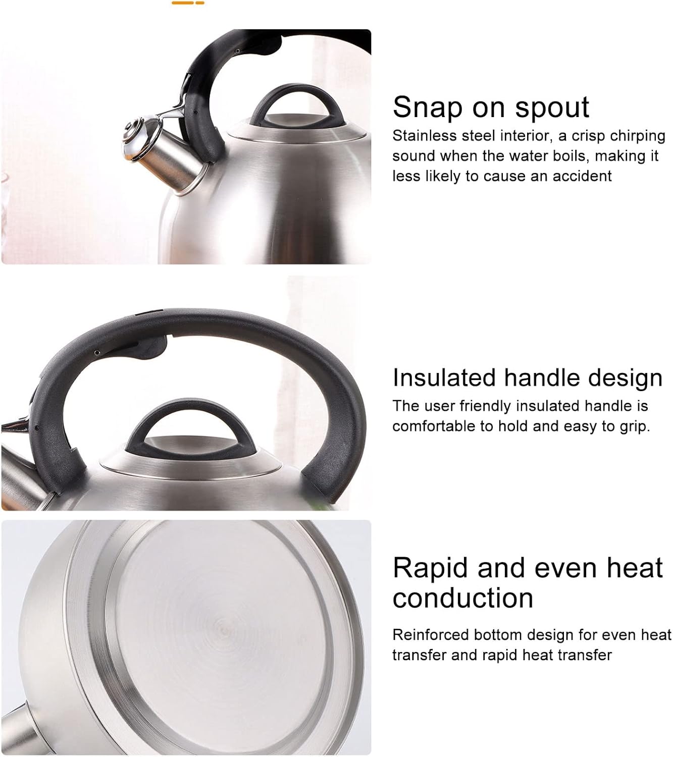 3L Stainless Steel Whistling Tea Kettle for Stove Top - Induction Compatible with Anti-Heat Handle - Easy to Clean - Ideal for Boiling Water, Coffee, or Milk