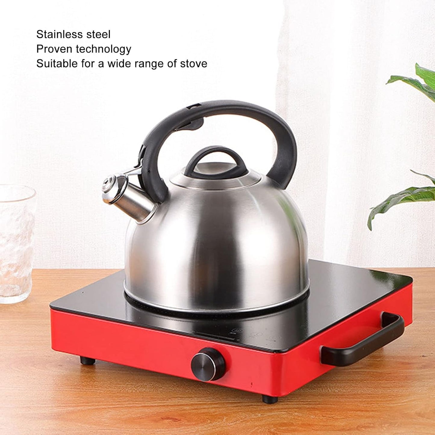 3L Stainless Steel Whistling Tea Kettle for Stove Top - Induction Compatible with Anti-Heat Handle - Easy to Clean - Ideal for Boiling Water, Coffee, or Milk
