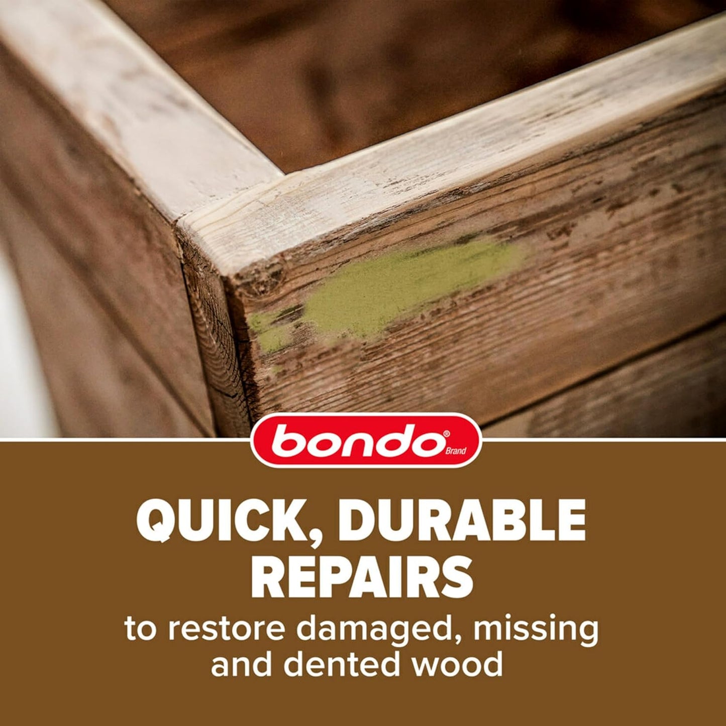 3M Bondo Wood Filler 30 oz with Hardner, Repairs Chips & Cracks in Wood - Sandable, Paintable, Stainable