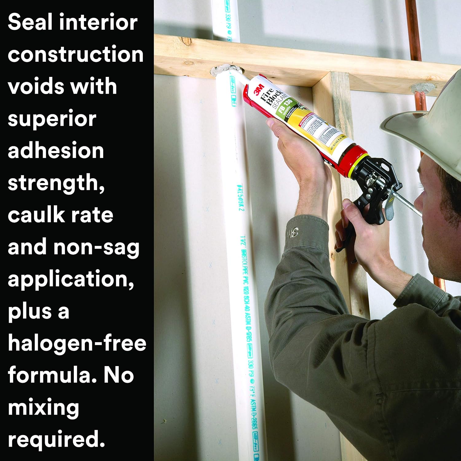 3M FB 136 Fire Block Sealant, Gray Color, High Temp & Smoke Resistant, 10.1 oz Cartridge