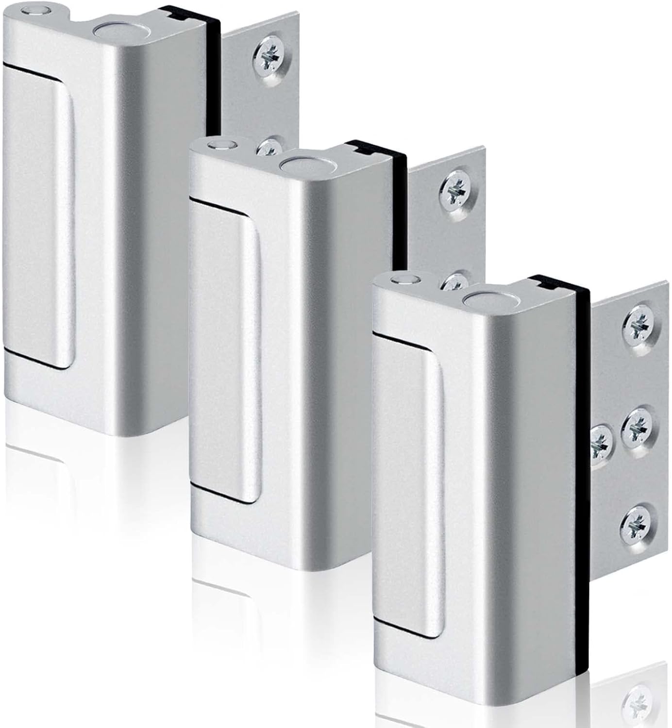 3PACK Home Security Door Reinforcement Lock - Childproof & High Security, Aluminum Construction, Silver Finish - Protect Your Home from Unauthorized Entry