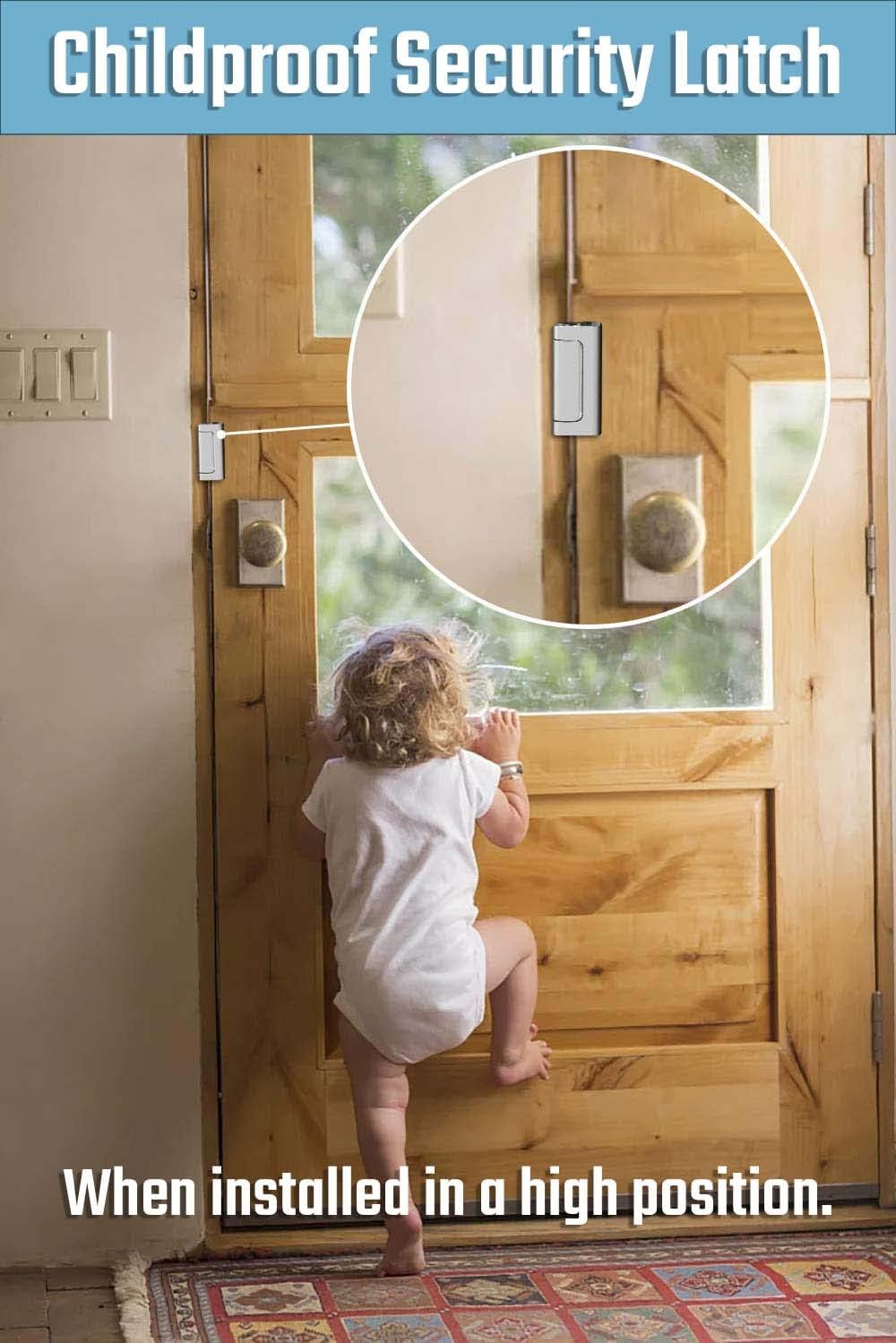 3PACK Home Security Door Reinforcement Lock - Childproof & High Security, Aluminum Construction, Silver Finish - Protect Your Home from Unauthorized Entry