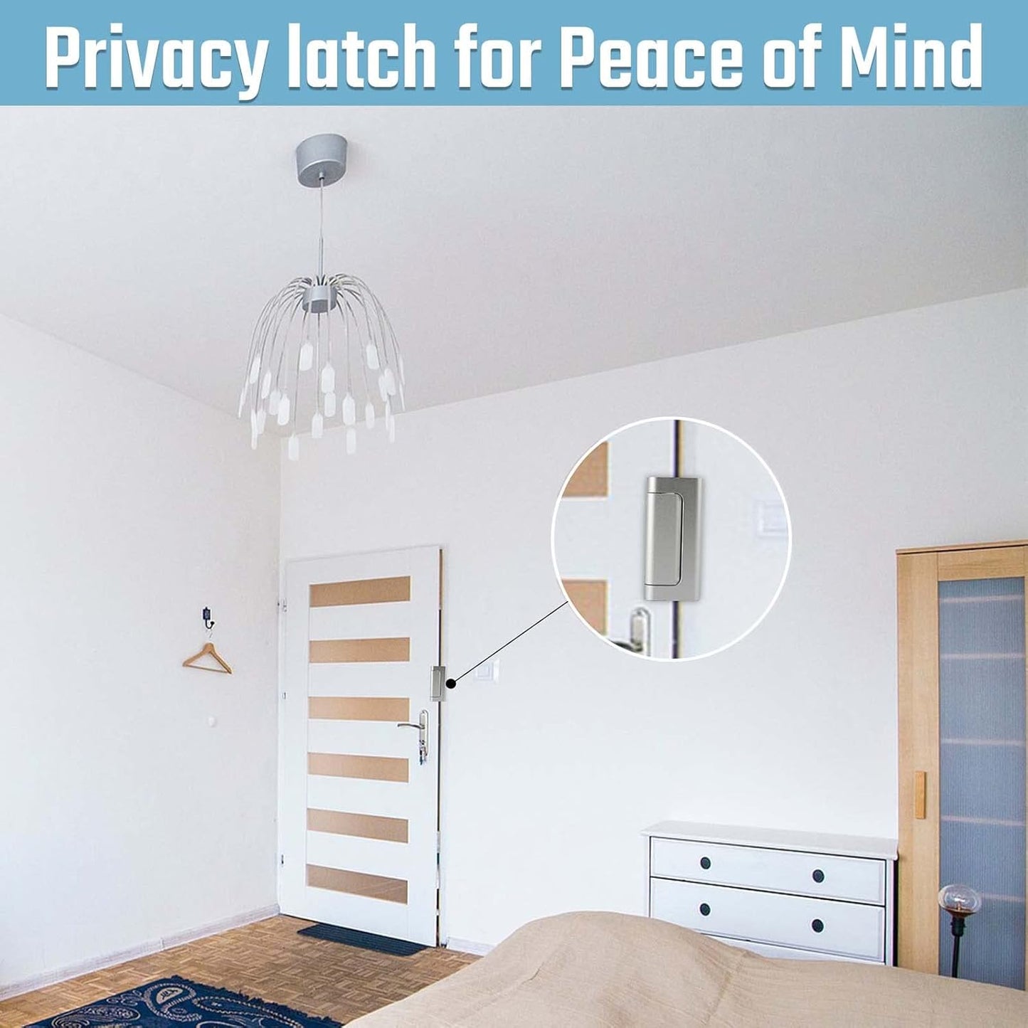 3PACK Home Security Door Reinforcement Lock - Childproof & High Security, Aluminum Construction, Silver Finish - Protect Your Home from Unauthorized Entry