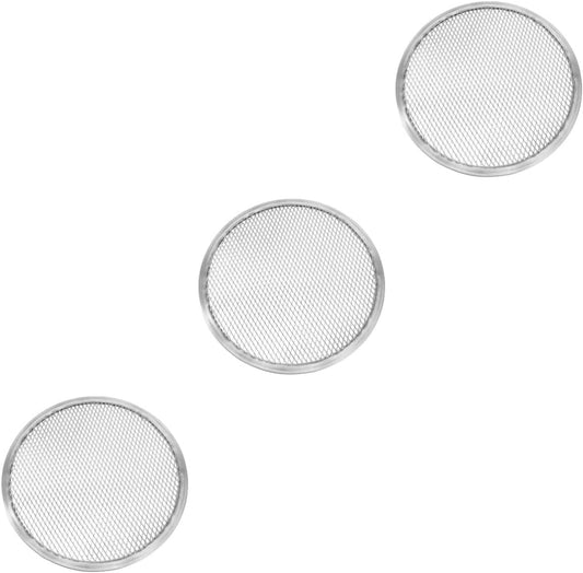 3pcs Aluminum Pizza Pan Set for Baking - Round Pie Pans for Kitchen, Reusable Serving Tray in Silver Color