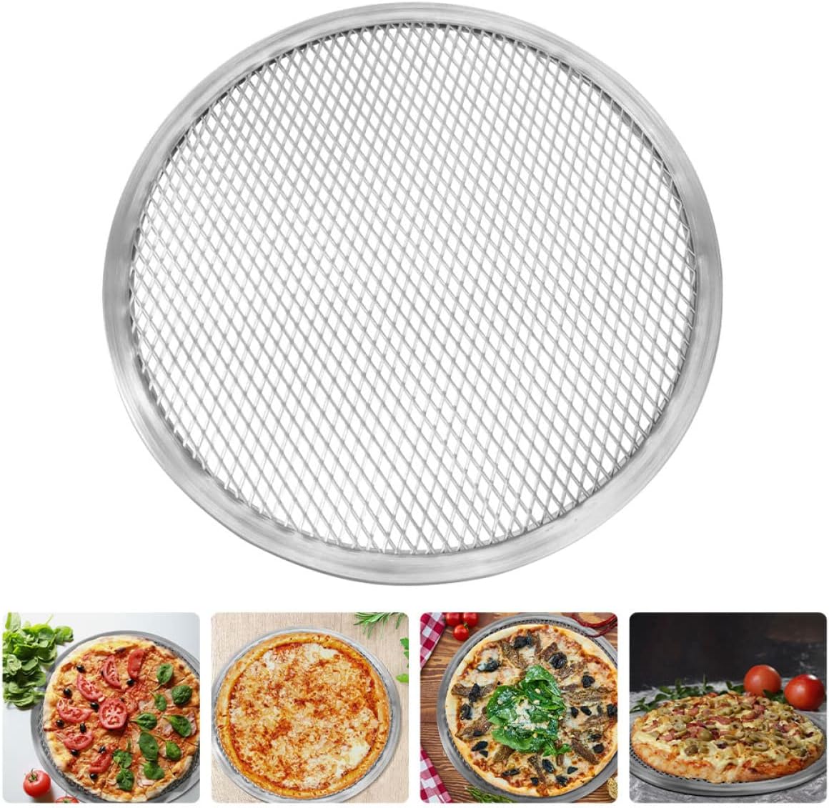 3pcs Aluminum Pizza Pan Set for Baking - Round Pie Pans for Kitchen, Reusable Serving Tray in Silver Color