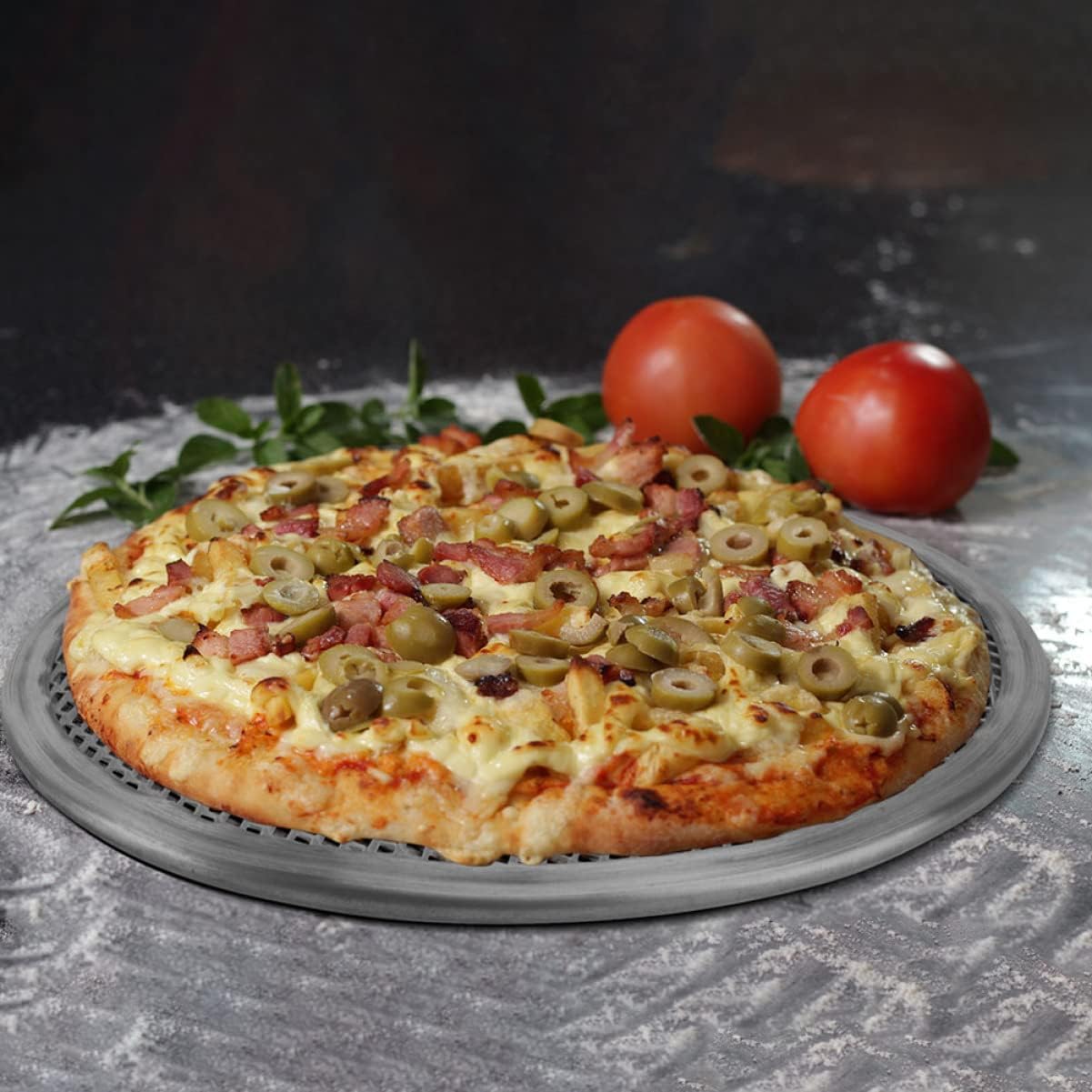 3pcs Aluminum Pizza Pan Set for Baking - Round Pie Pans for Kitchen, Reusable Serving Tray in Silver Color