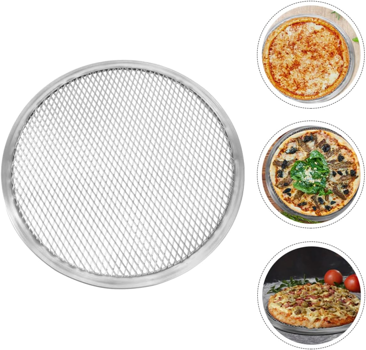 3pcs Aluminum Pizza Pan Set for Baking - Round Pie Pans for Kitchen, Reusable Serving Tray in Silver Color