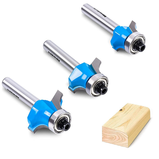 3Pcs Carbide Roundover Router Bit Set 1/4 Inch Shank - Edging Forming Bits with 1/8", 3/16", 1/4" Radius