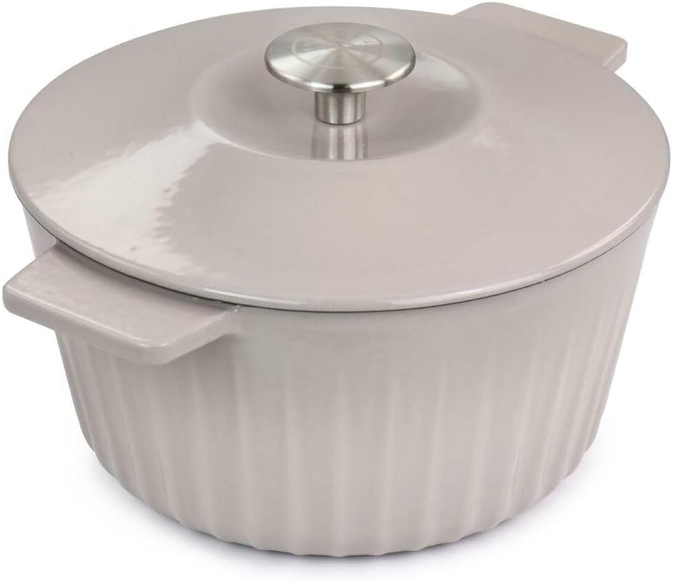 3QT Martha Stewart Enameled Cast Iron Round Dutch Oven - Cooking Pot with Lid