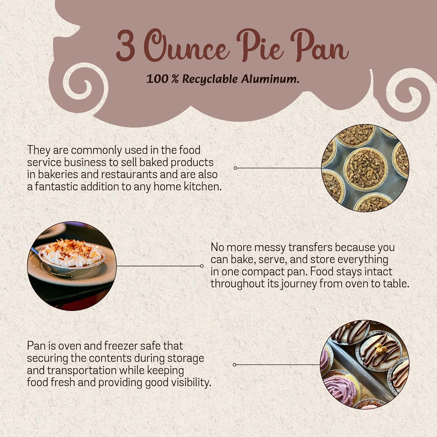 4 1/4" Round Disposable Aluminum Tart Pan - Freezer Safe Foil Pan for Cakes & Pies - Baking & Storing Food - Pack of 2000