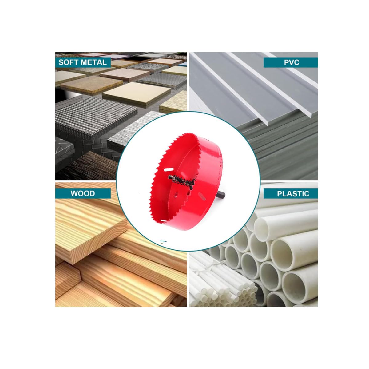 4-1/8" HSS Bi-Metal Hole Cutter with Pilot Drill Bit for Wood, Plastic, Drywall, Metal Sheet