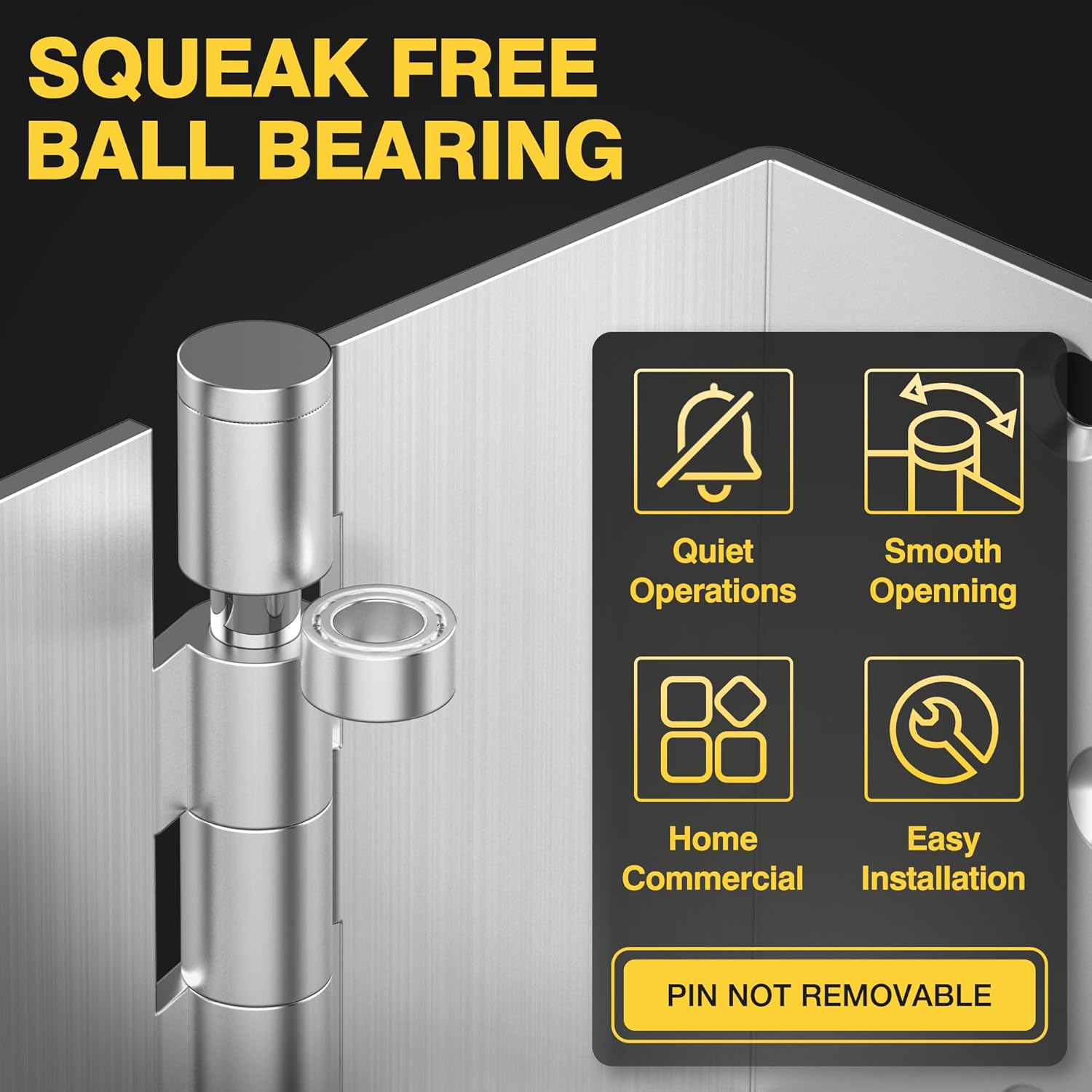 4" Ball Bearing Offset Door Hinges, 1/4" Radius Corner, Expandable - 2" Widen Doorway, Easy Installation, Brushed Nickel (3 Pack)