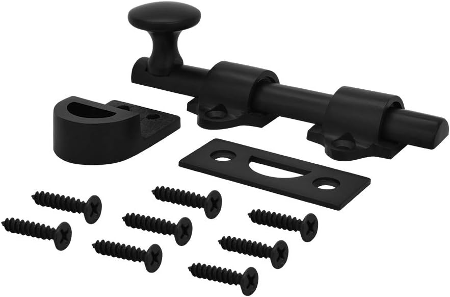 4" Black Heavy Duty Solid Brass Dutch Door Surface Bolt by Nuk3y