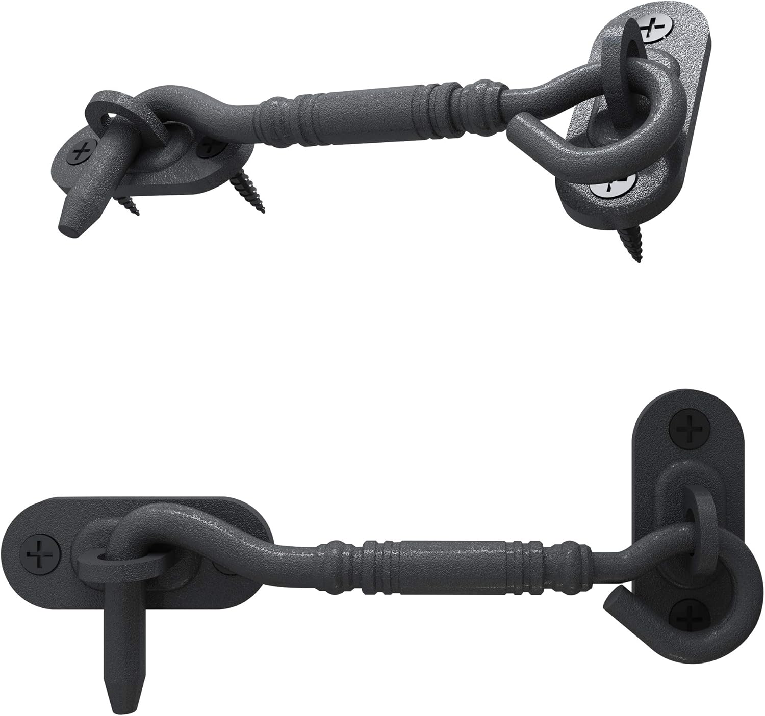 4" Black Privacy Hook Latch for Sliding Barn Door by Skysen (2802)
