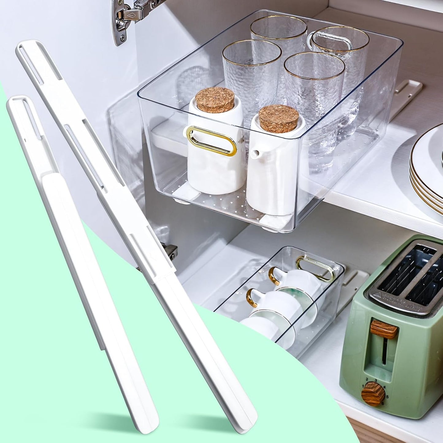 4-Count CroBlissful Adhesive Drawer Sliders for Cabinets & Office Organizers - Easy Glide Replacement Rails for School Supplies