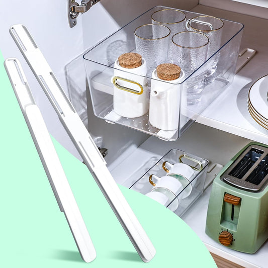 4-Count CroBlissful Adhesive Drawer Sliders for Cabinets & Office Organizers - Easy Glide Replacement Rails for School Supplies