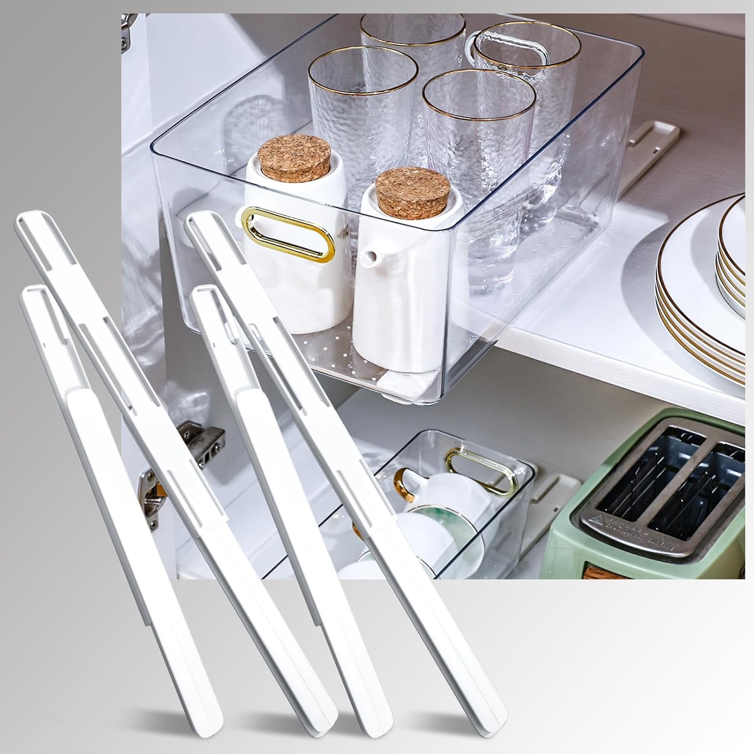 4-Count CroBlissful Adhesive Drawer Sliders for Cabinets & Office Organizers - Easy Glide Replacement Rails for School Supplies