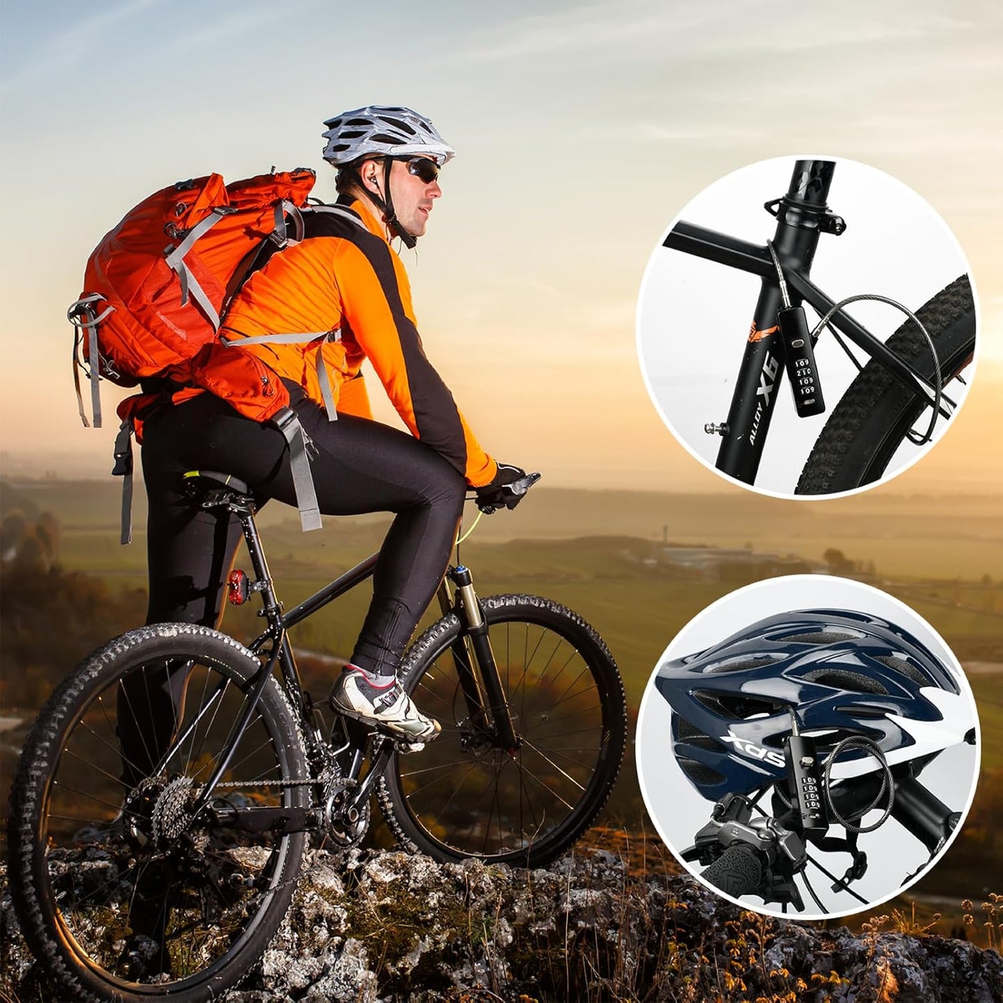 4-Digit Combination Cable Lock with 3 Rechangeable Steel Braided Ropes - Portable Gun-Grey Wire Lock for Bike, Locker, Cabinet, Fence