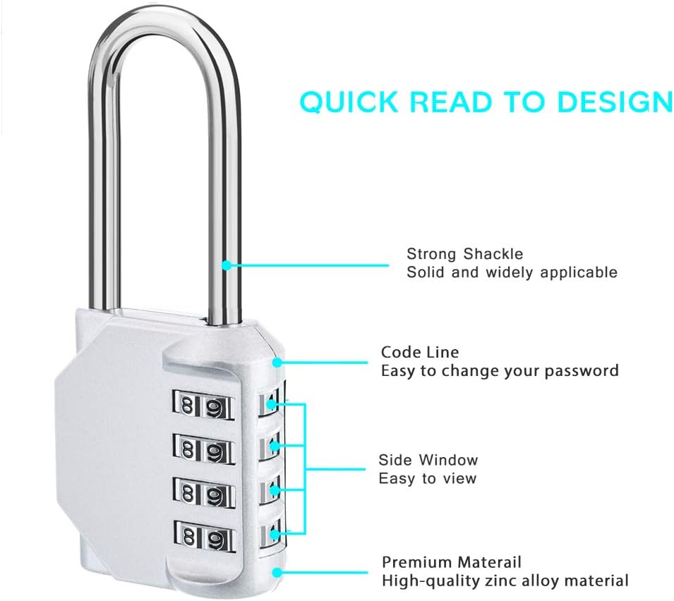 4-Digit Combination Locker Lock for Gym, School, Gates, Doors - Outdoor Key Lock Box Wall Mount or Door Knob Hang