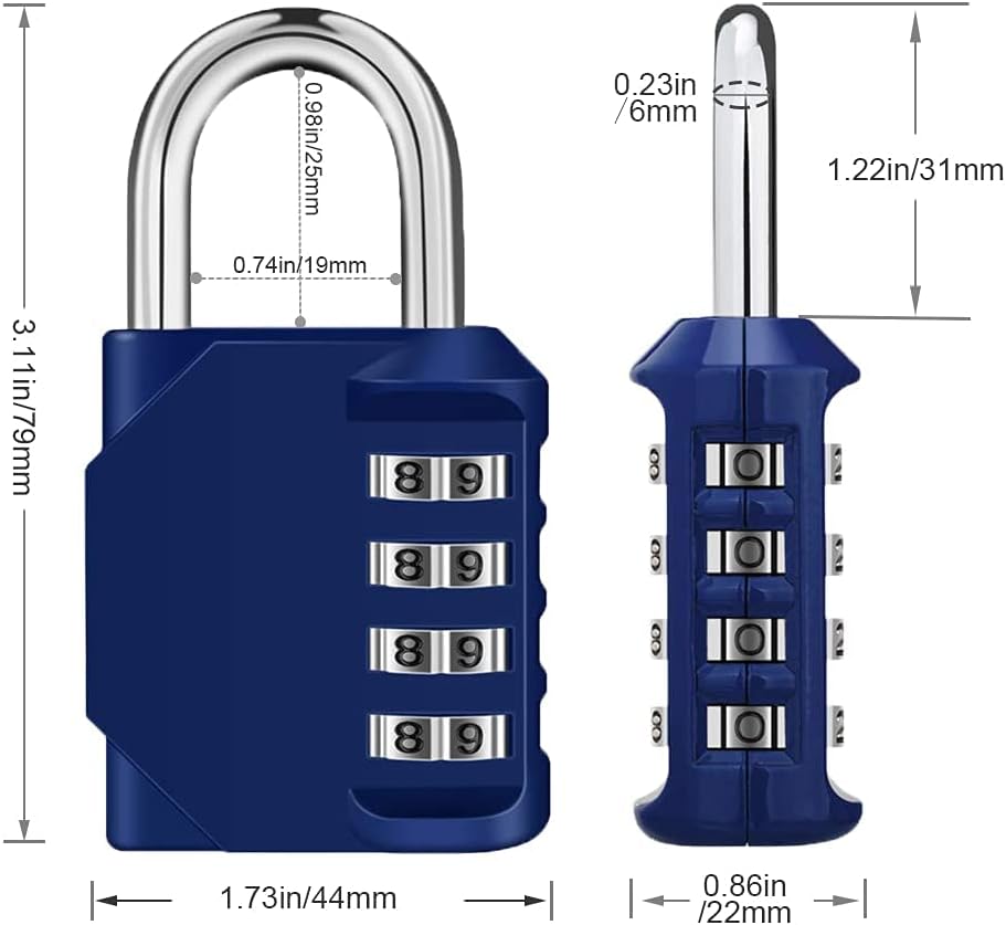 4 Digit Combination Locker Lock for Gym, School, Gates, Doors, Fence, and Storage - ZHEGE Outdoor Padlock