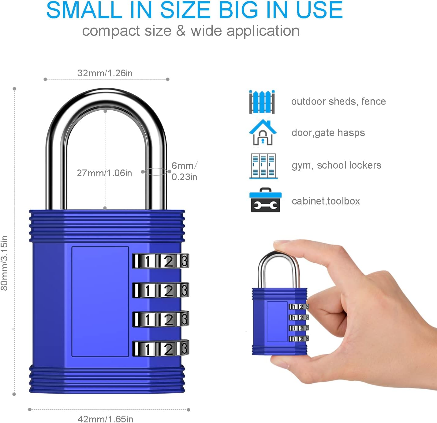 4 Digit Combination Locker Lock for Gym, School, Gates, Doors - Outdoor Key Lock Box Wall Mount for Outside Keys