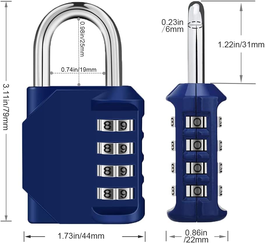 4 Digit Combination Locker Lock for Gym, School, Gates, and Doors - Outdoor Key Lock Box for Wall or Door Knob