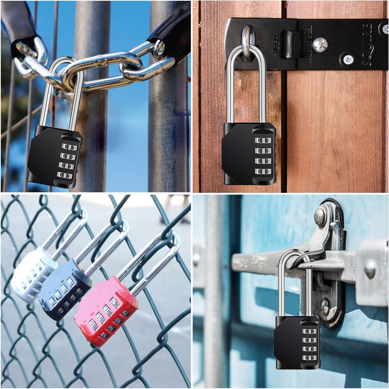 4-Digit Combination Locker Lock for Gym, School, Gates, Doors - Outdoor Key Lock Box Wall Mount or Door Knob Hang